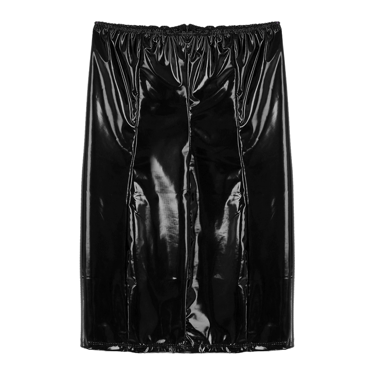 Sexy Women's Mini Dress Strapless / Leather Slim Fit Dress / Fashion Black Dress - image 12