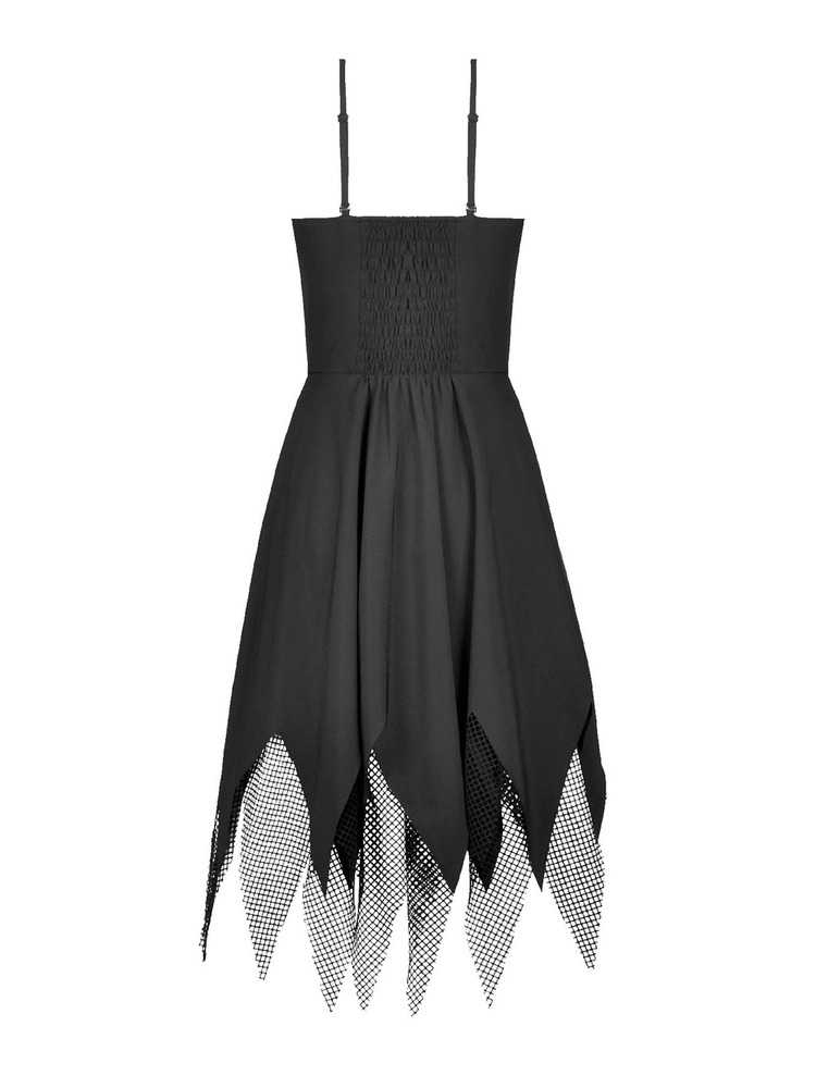 Sexy Zip Front Dress with Fishnet Jagged Hem Detail - image 5