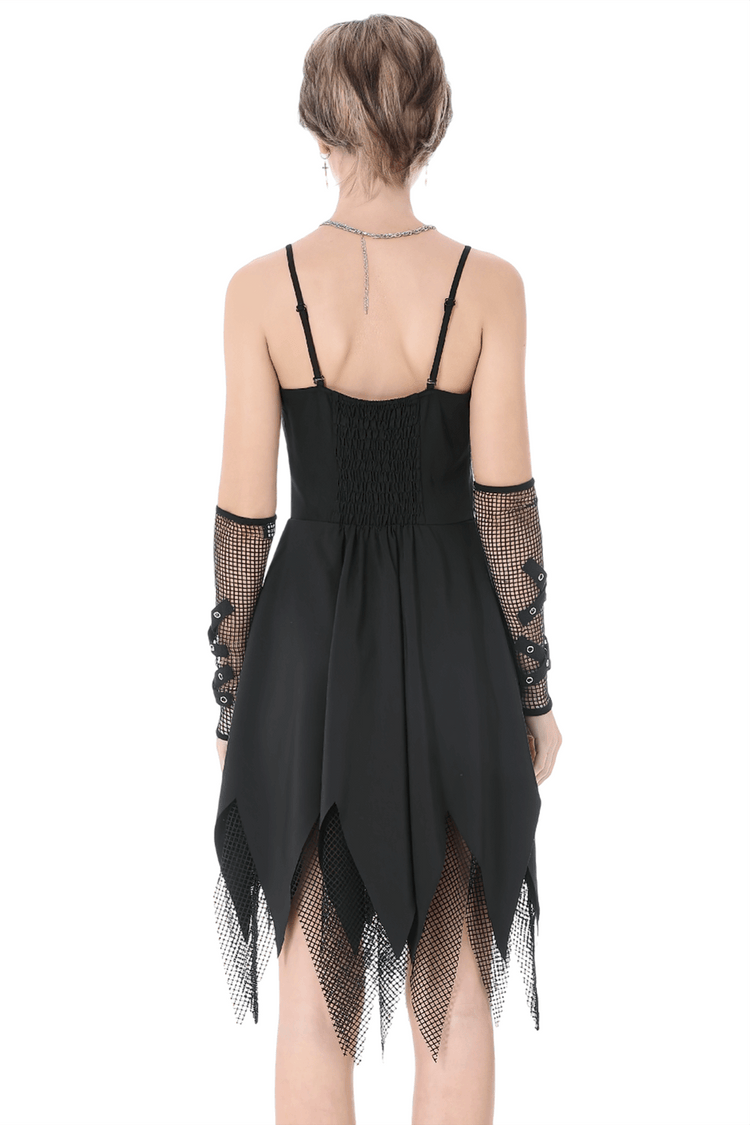 Sexy Zip Front Dress with Fishnet Jagged Hem Detail - image 2