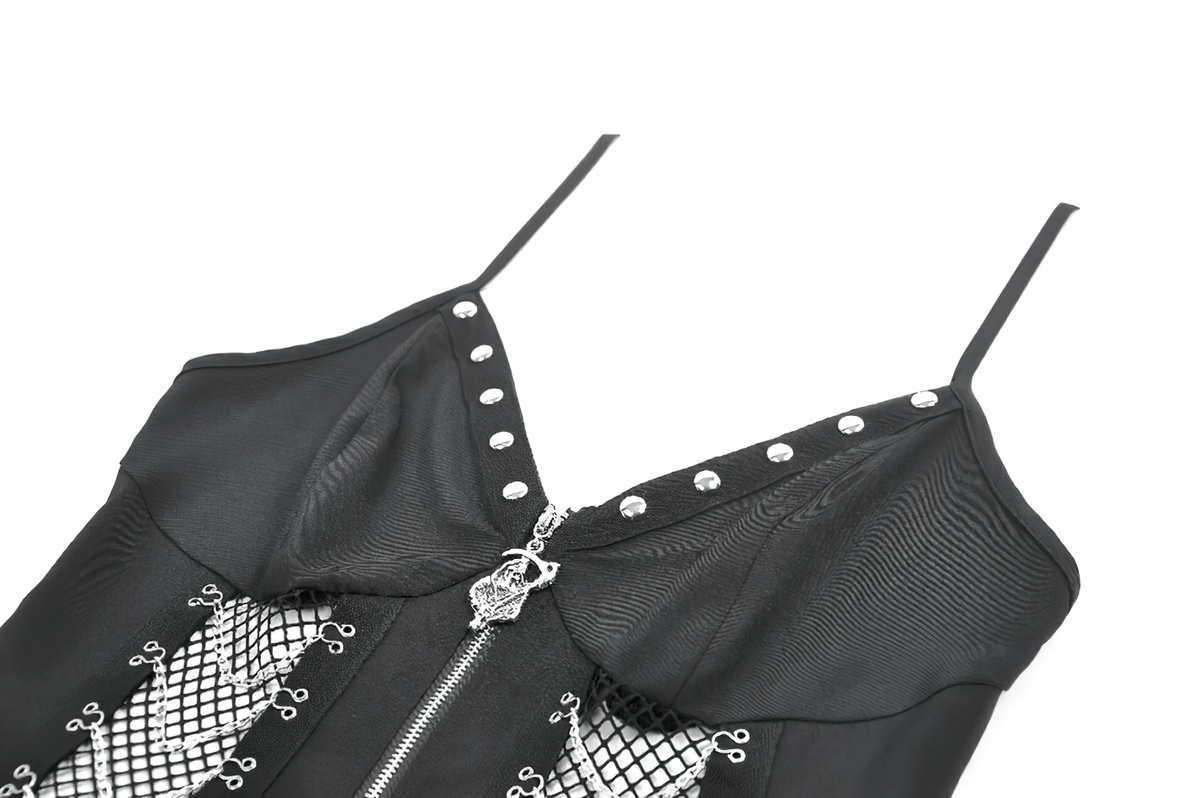 Sexy Zip Front Dress with Fishnet Jagged Hem Detail - image 6