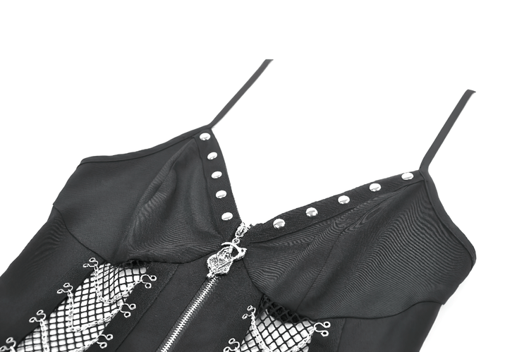 Sexy Zip Front Dress with Fishnet Jagged Hem Detail - image 6
