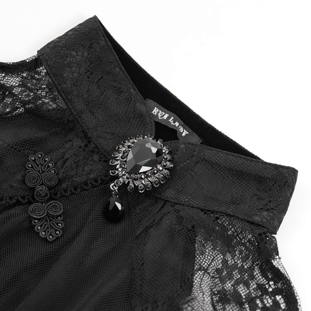 Sheer Lace Dress with Appliques and Flared Sleeves - image 6