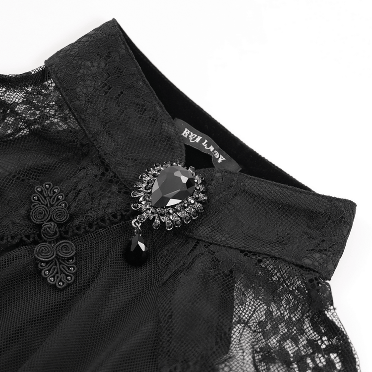 Sheer Lace Dress with Appliques and Flared Sleeves - image 6