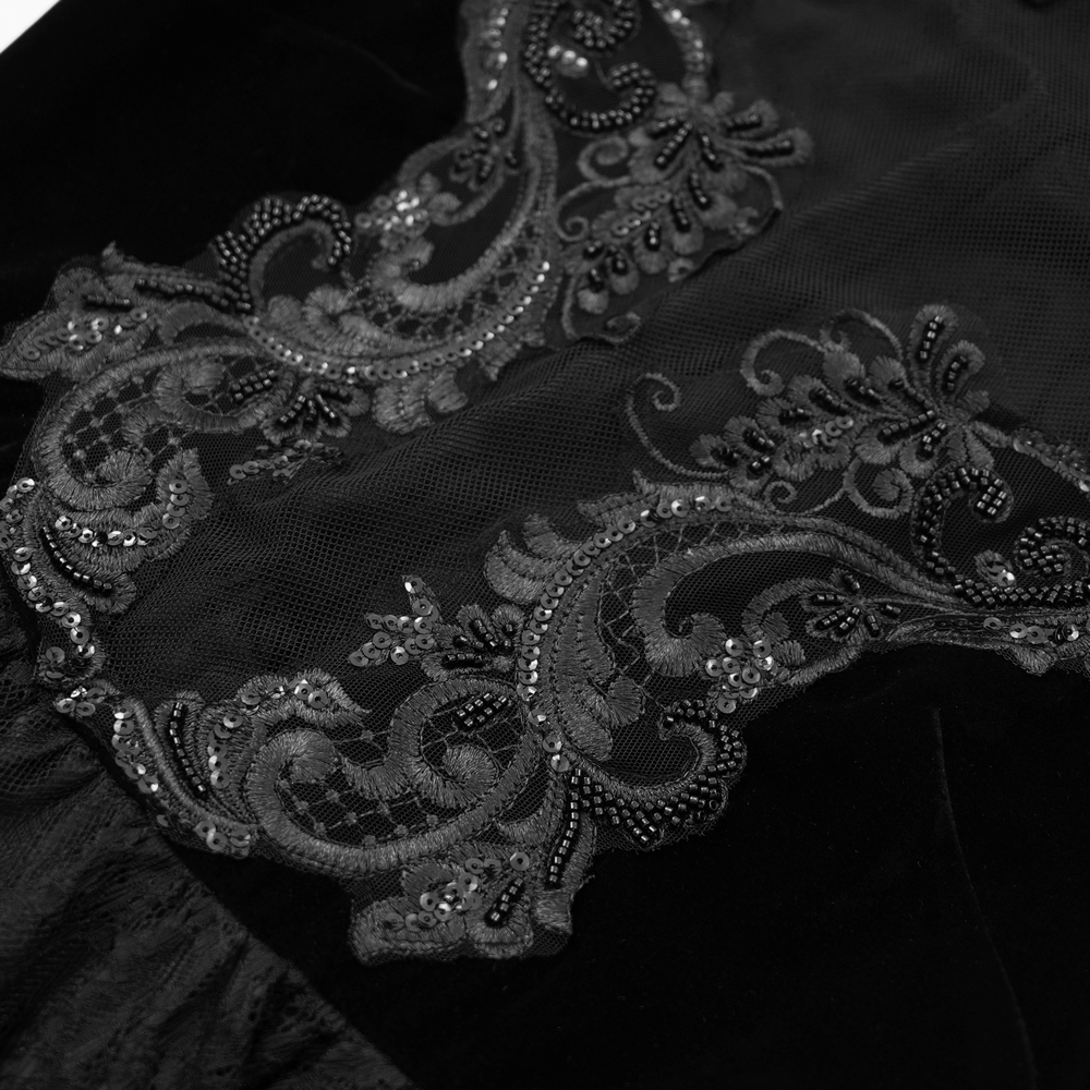 Sheer Lace Dress with Appliques and Flared Sleeves - image 9