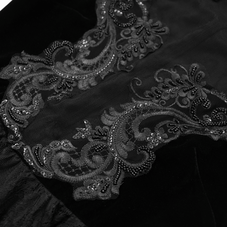 Sheer Lace Dress with Appliques and Flared Sleeves - image 9