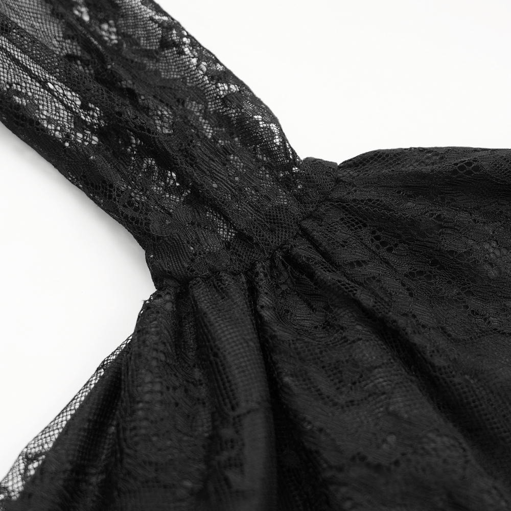 Sheer Lace Dress with Appliques and Flared Sleeves - image 11