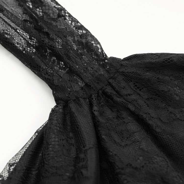 Sheer Lace Dress with Appliques and Flared Sleeves - image 11