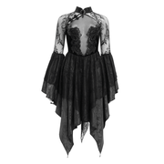 Sheer Lace Dress with Appliques and Flared Sleeves - image 3
