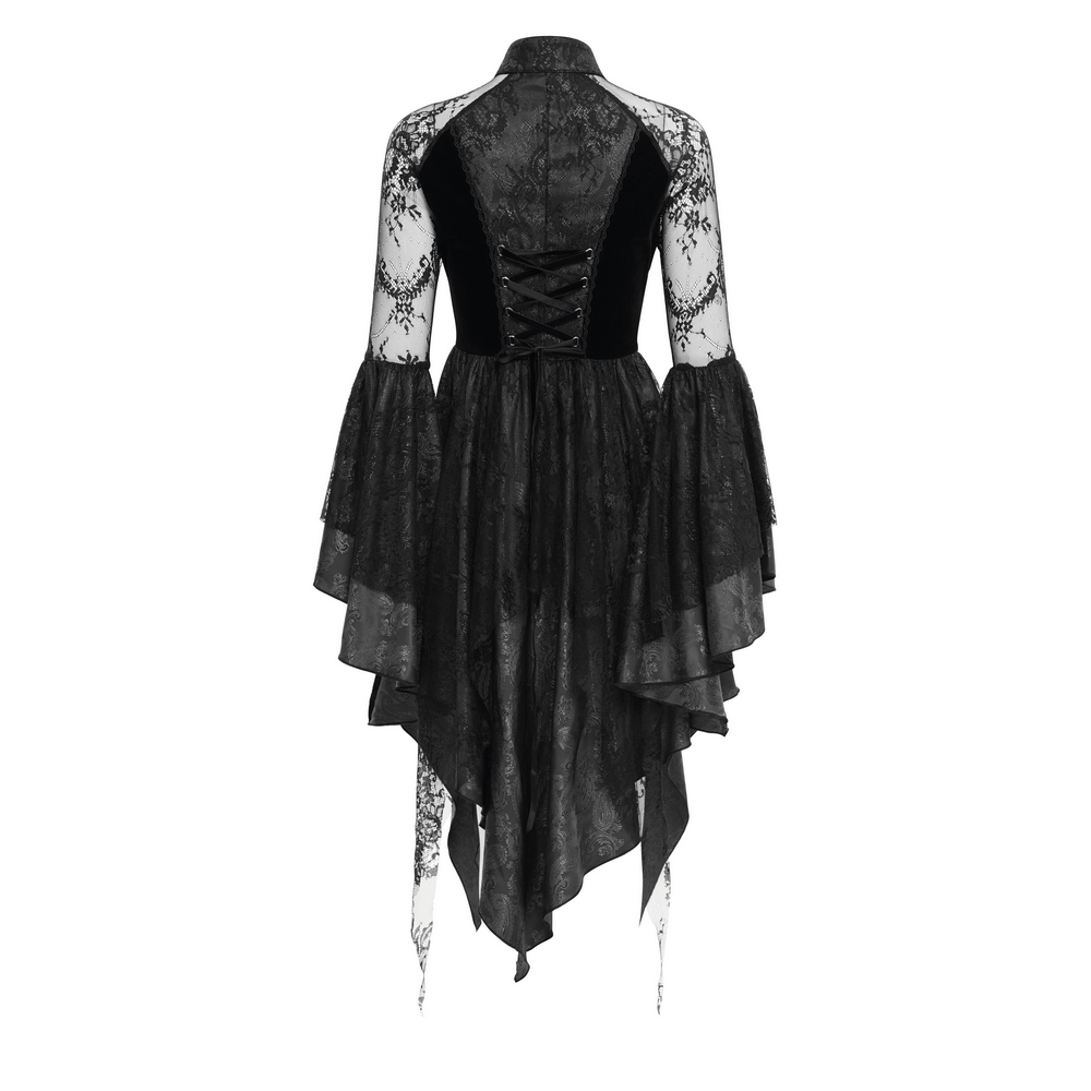 Sheer Lace Dress with Appliques and Flared Sleeves - image 5