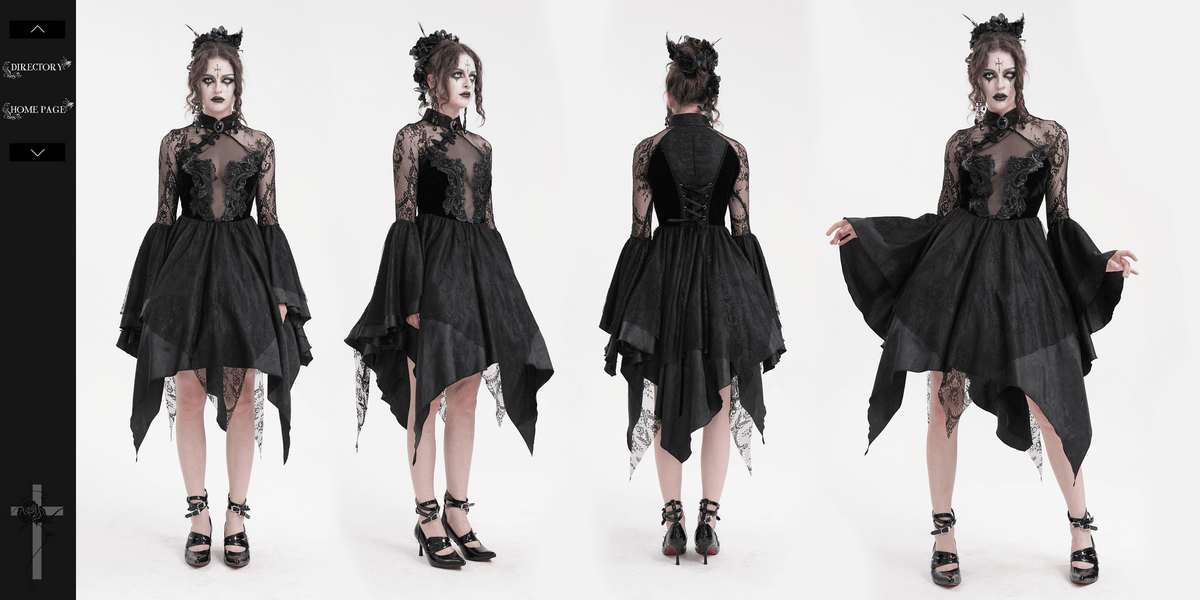 Sheer Lace Dress with Appliques and Flared Sleeves - image 19
