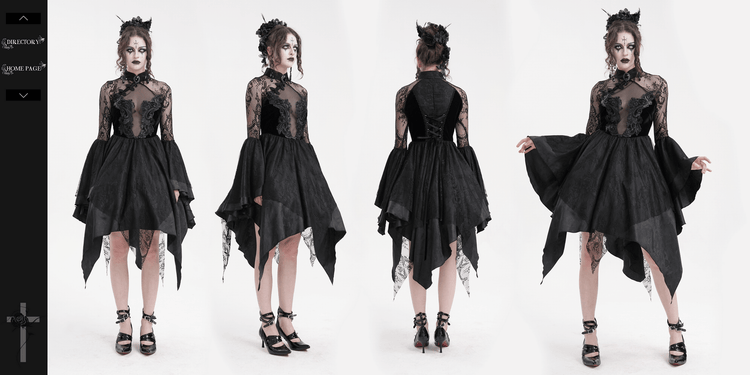 Sheer Lace Dress with Appliques and Flared Sleeves - image 19