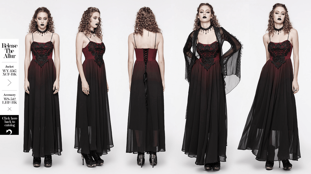Sleek Gothic Long Dress with Adjustable Straps - image 17