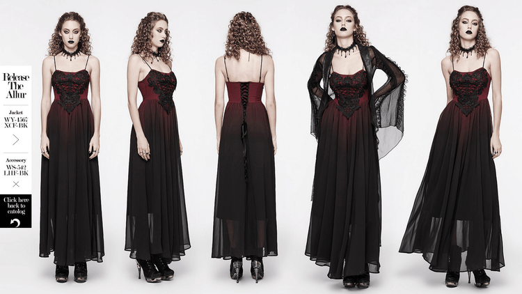 Sleek Gothic Long Dress with Adjustable Straps - image 17