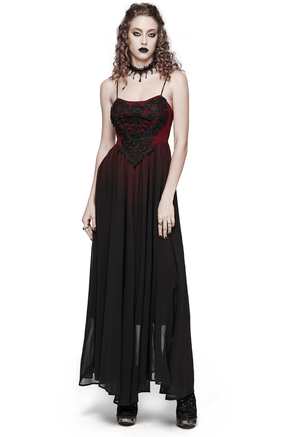 Sleek Gothic Long Dress with Adjustable Straps - image 1