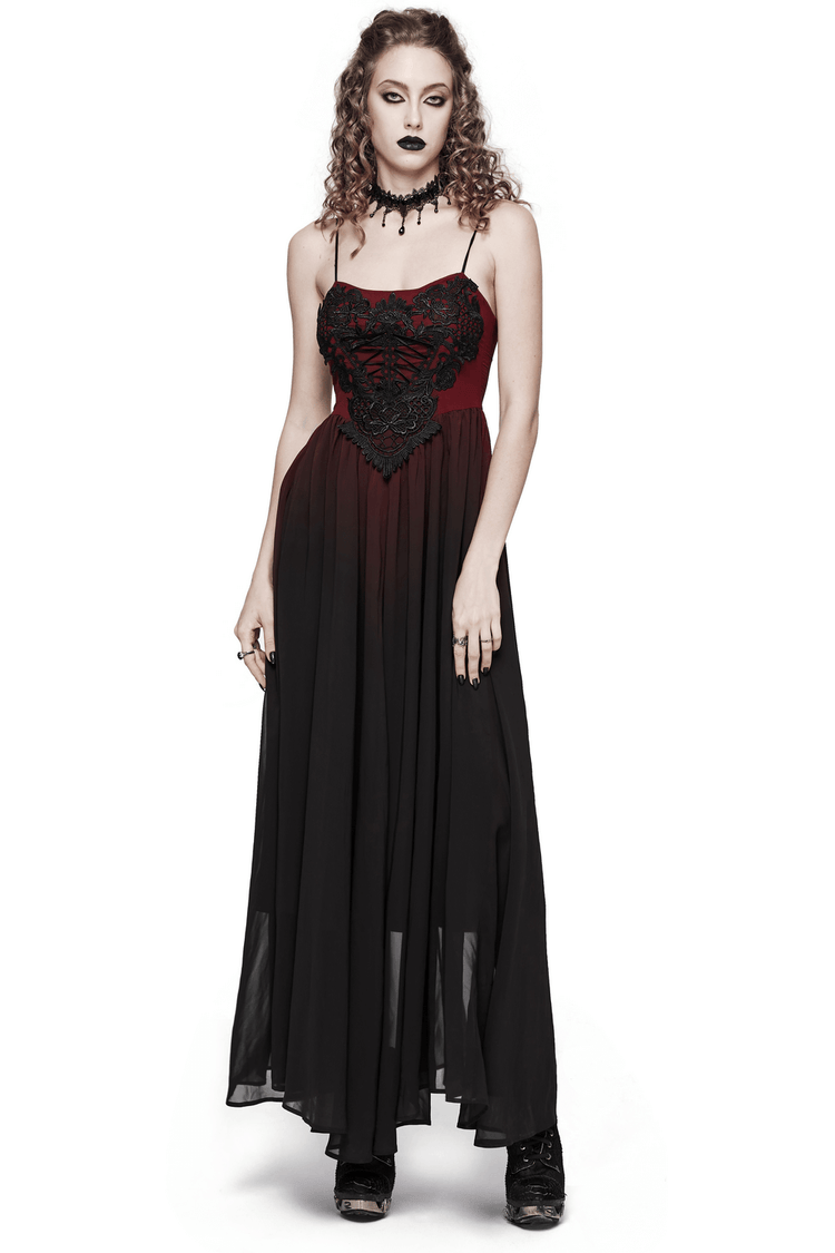 Sleek Gothic Long Dress with Adjustable Straps - image 1