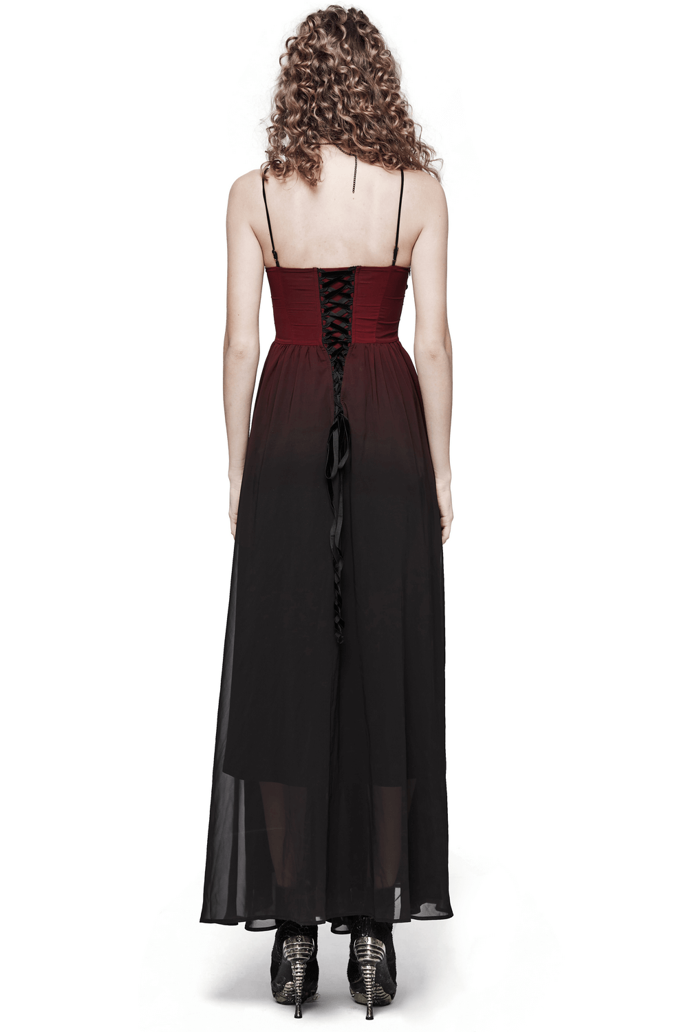 Sleek Gothic Long Dress with Adjustable Straps - image 2