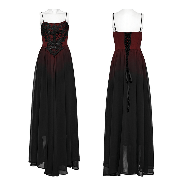 Sleek Gothic Long Dress with Adjustable Straps - image 3