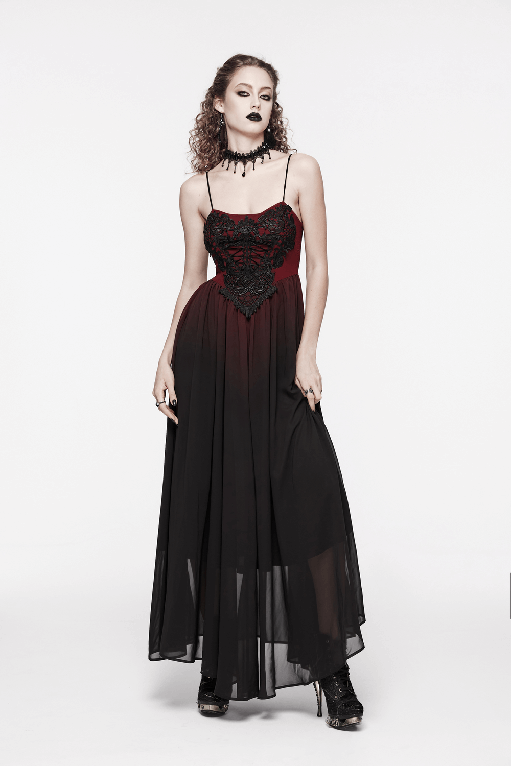 Sleek Gothic Long Dress with Adjustable Straps - image 15
