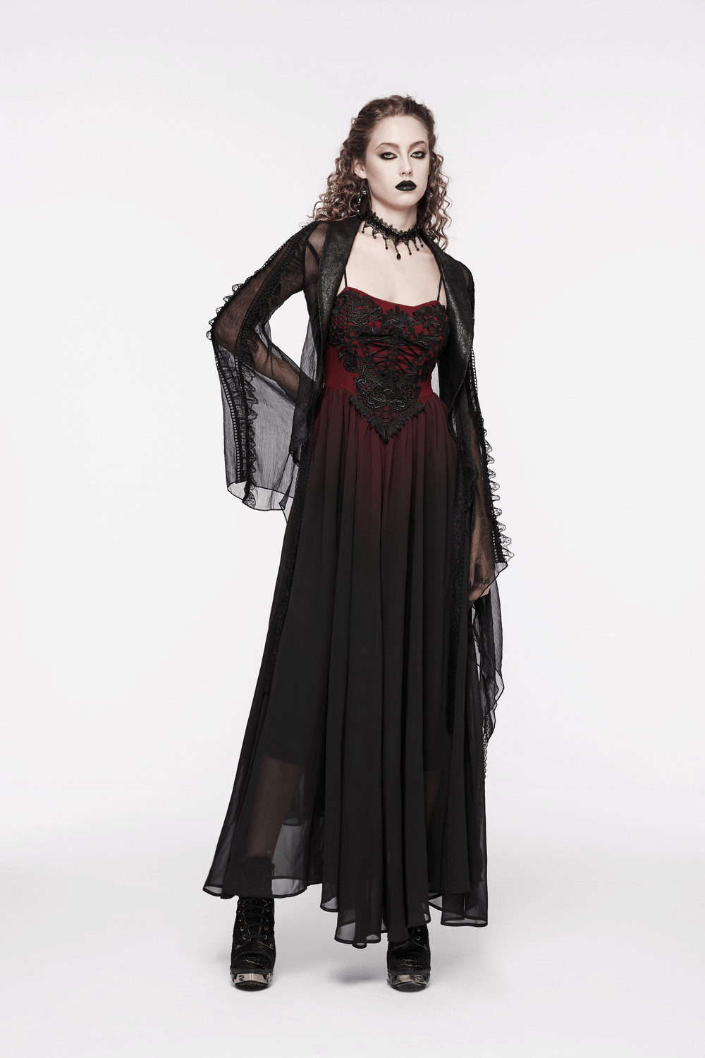 Sleek Gothic Long Dress with Adjustable Straps - image 16