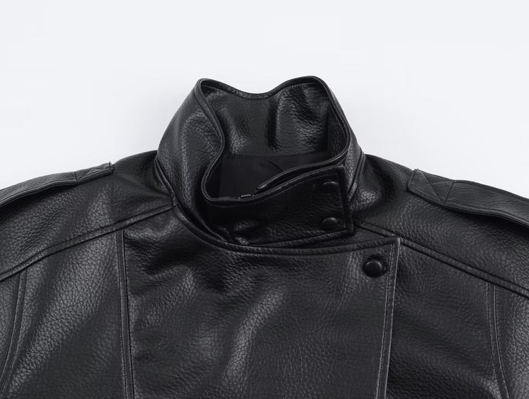 Black Carla vegan leather jacket fashion styling