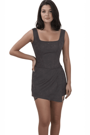 Sonny Brown Brocade Corset Skort Dress with Floral Pattern - image 1