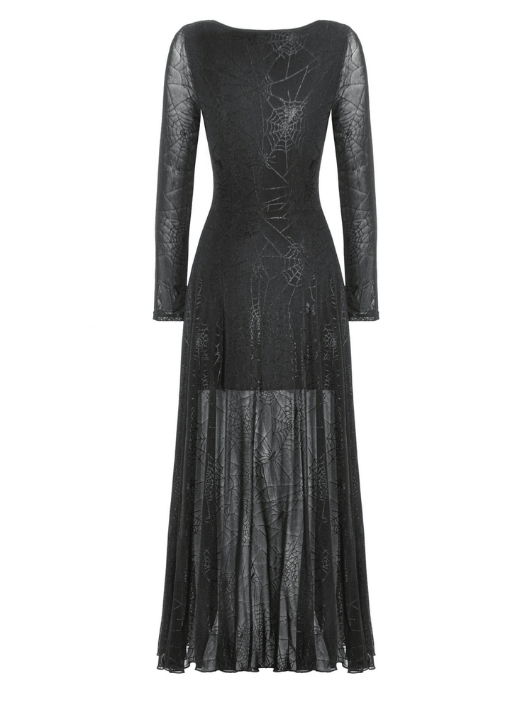 Spiderweb Lace-Up Dress with Sheer Sleeves and Straps - image 5