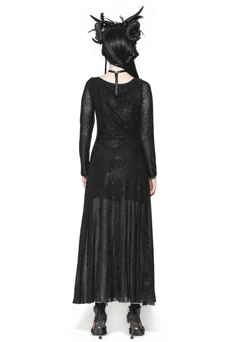 Spiderweb Lace-Up Dress with Sheer Sleeves and Straps - image 2