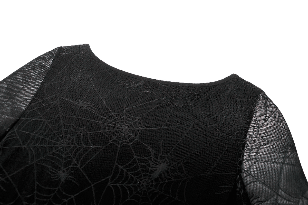 Spiderweb Lace-Up Dress with Sheer Sleeves and Straps - image 8