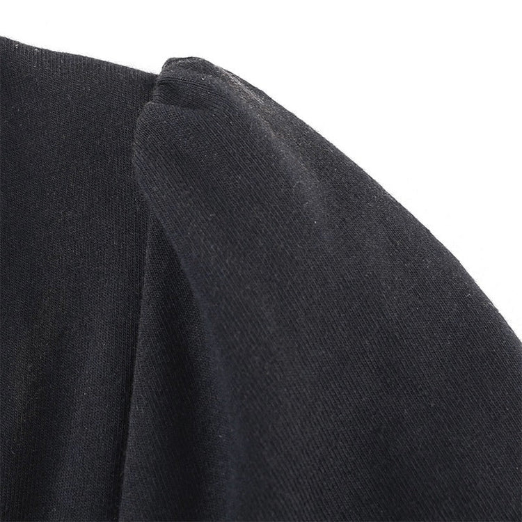 Square Neck Elegant Black Dress / Side Split Short Sleeves Casual Dress / Female Gothic Dresses - image 5