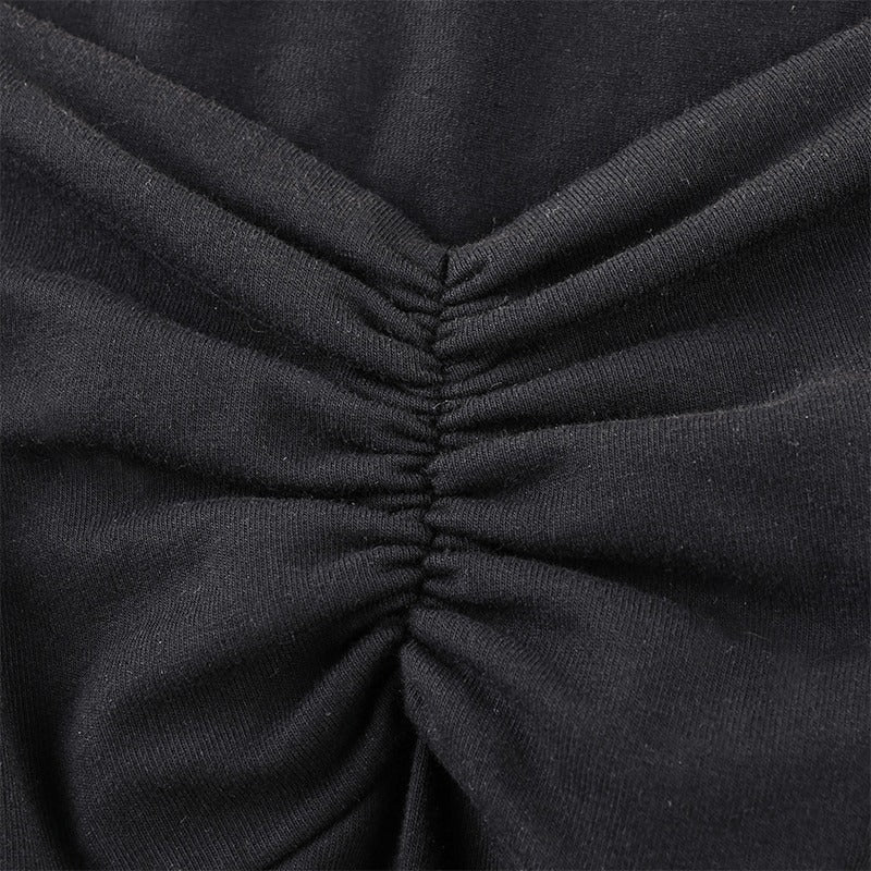 Square Neck Elegant Black Dress / Side Split Short Sleeves Casual Dress / Female Gothic Dresses - image 7