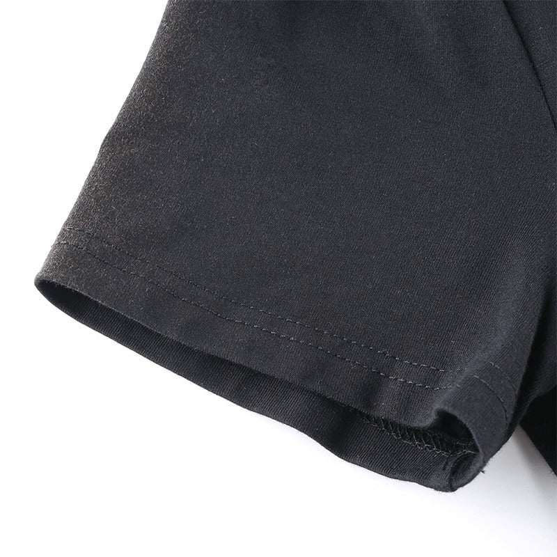 Square Neck Elegant Black Dress / Side Split Short Sleeves Casual Dress / Female Gothic Dresses - image 8