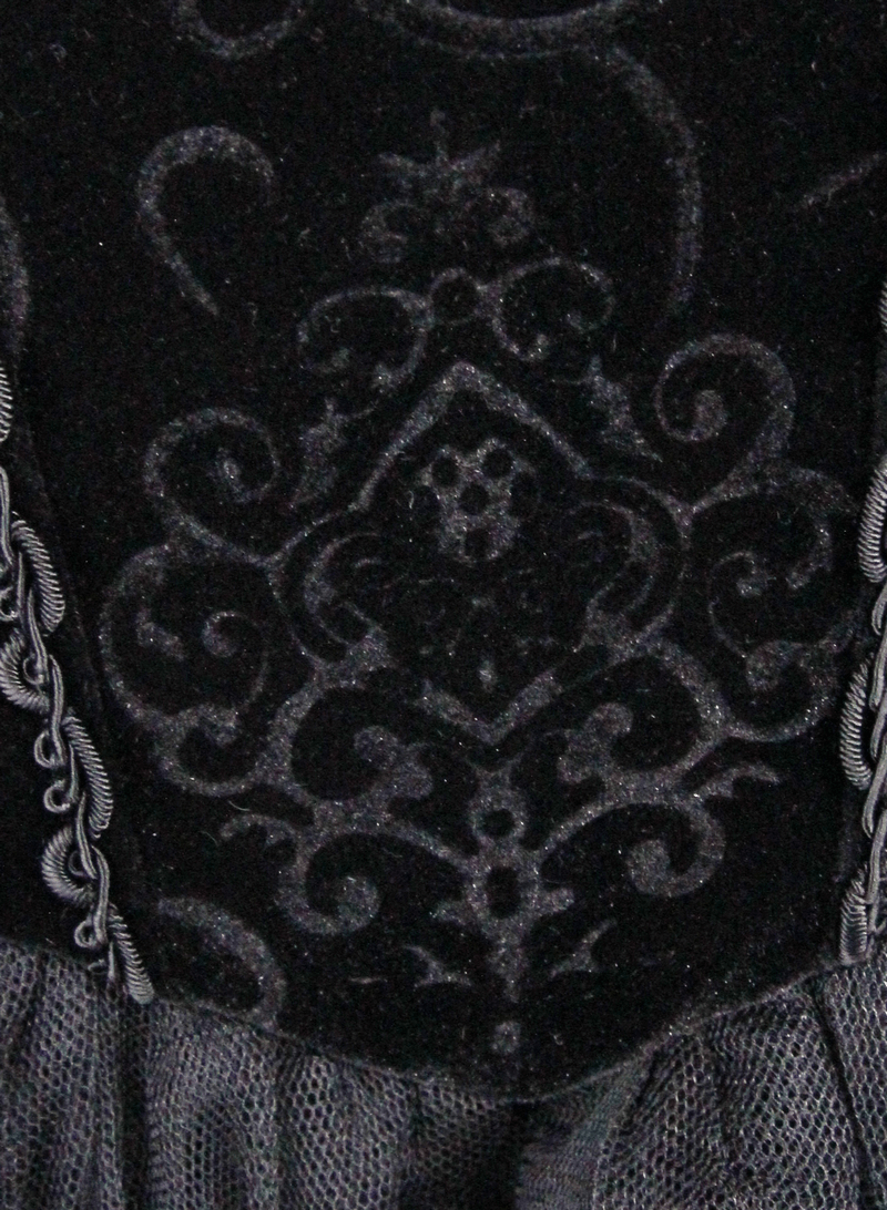 Strapless Dress With Lace Train / Gothic Asymmetry Hem Dress with Feathers - image 16
