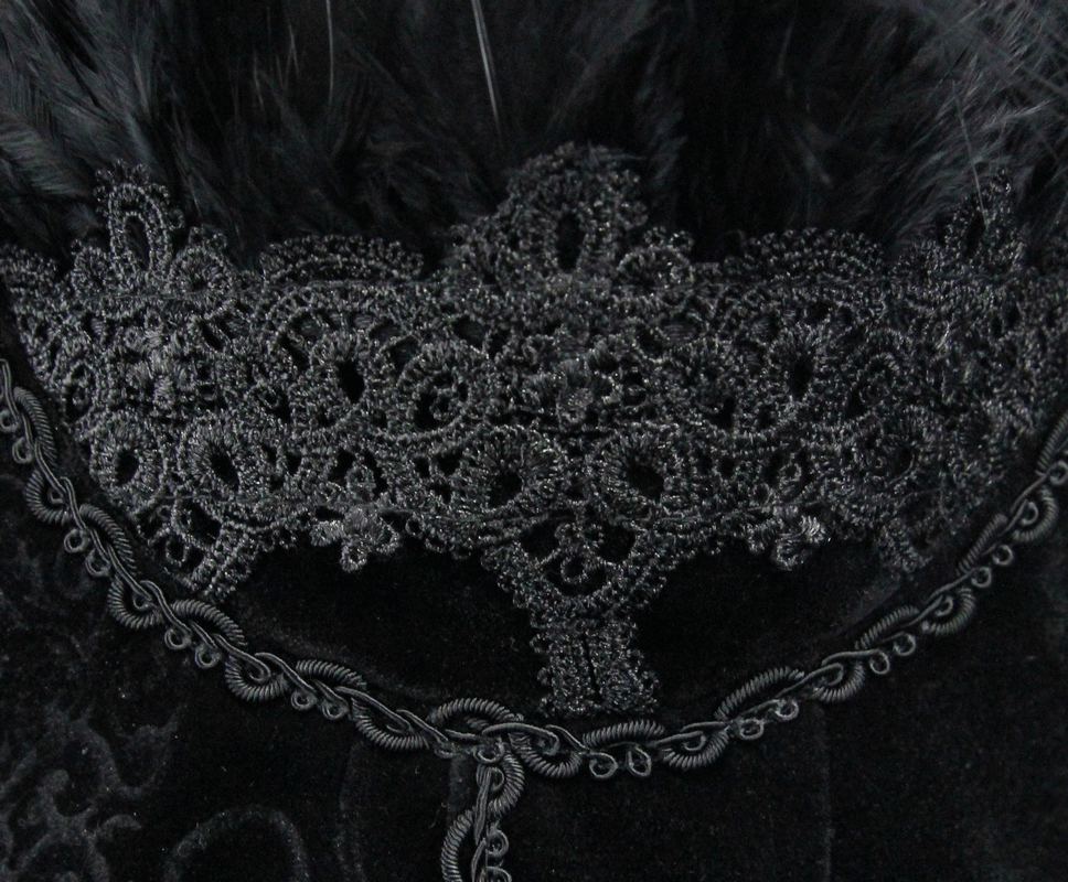 Strapless Dress With Lace Train / Gothic Asymmetry Hem Dress with Feathers - image 14