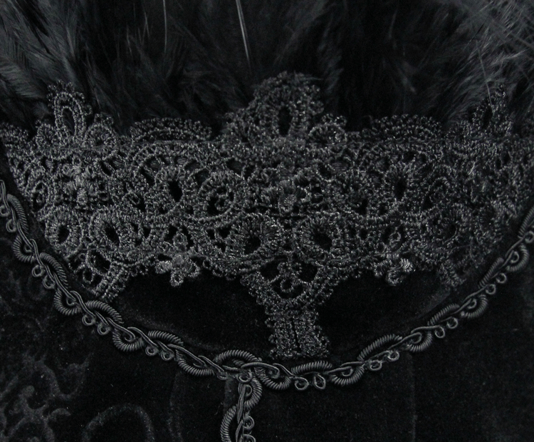 Strapless Dress With Lace Train / Gothic Asymmetry Hem Dress with Feathers - image 14