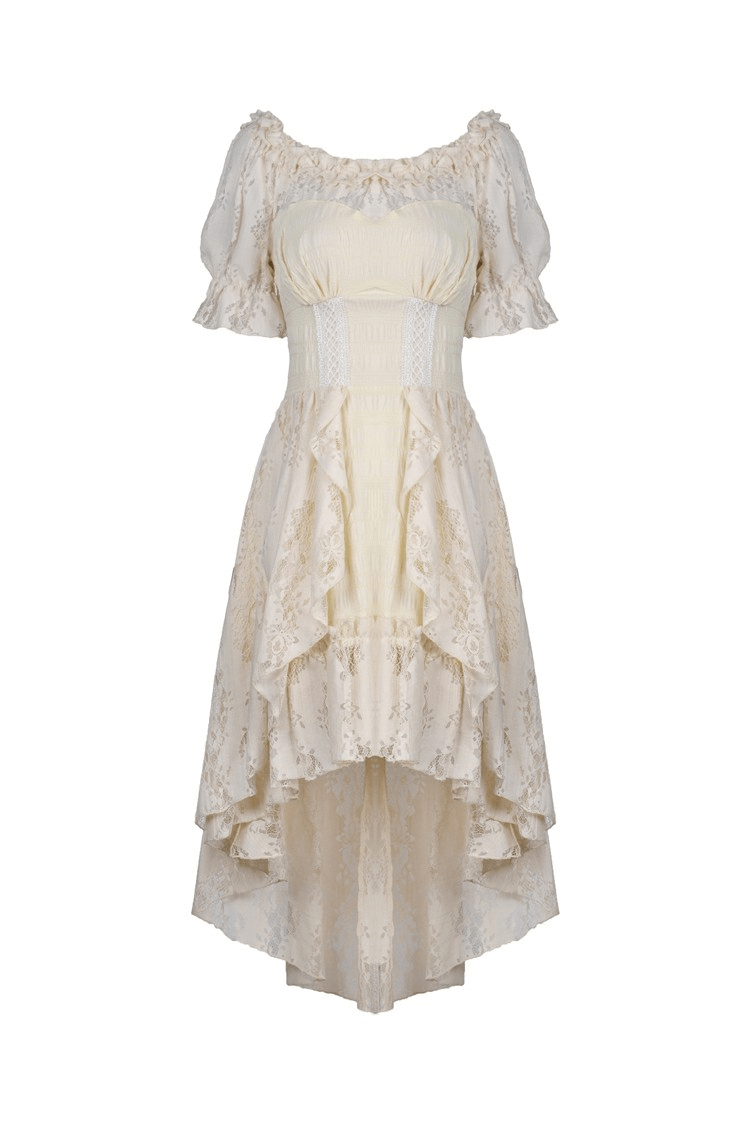 Steampunk Victorian Off-Shoulder Short Sleeves Lace Dress - image 4