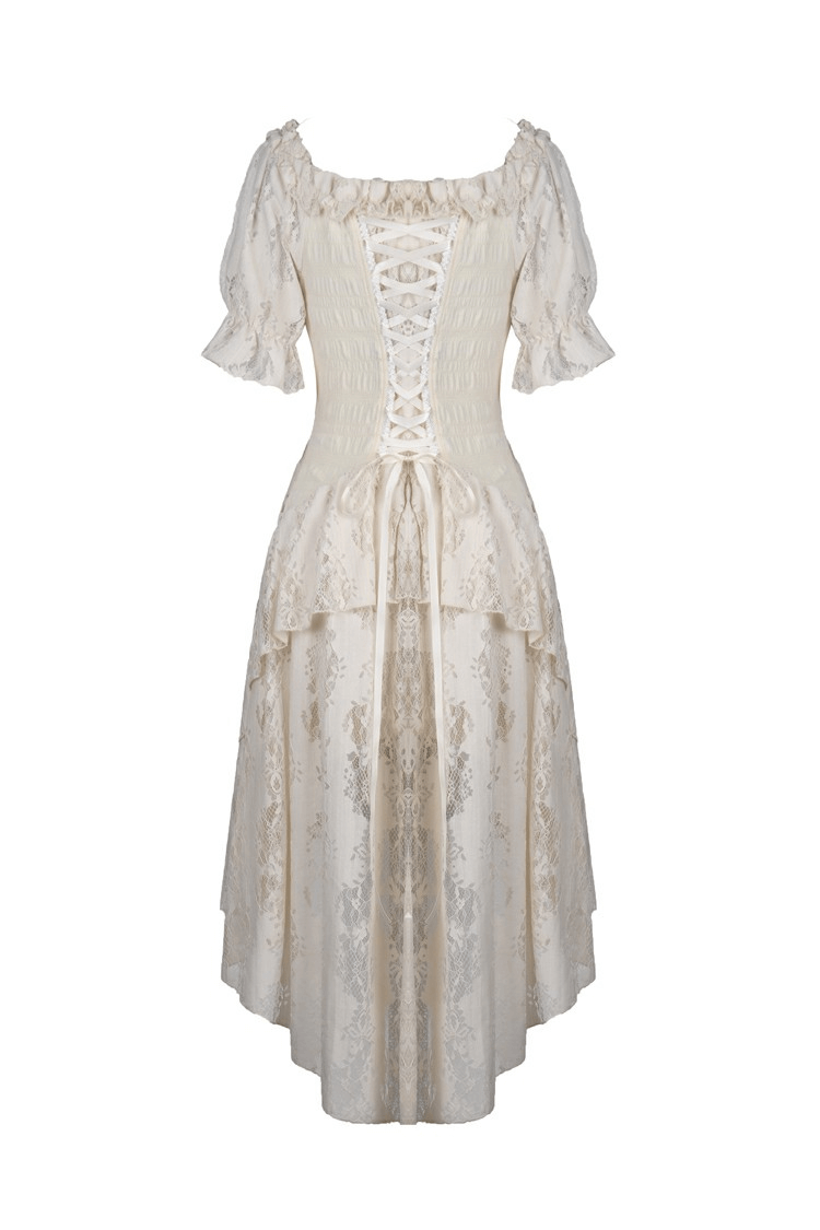 Steampunk Victorian Off-Shoulder Short Sleeves Lace Dress - image 5