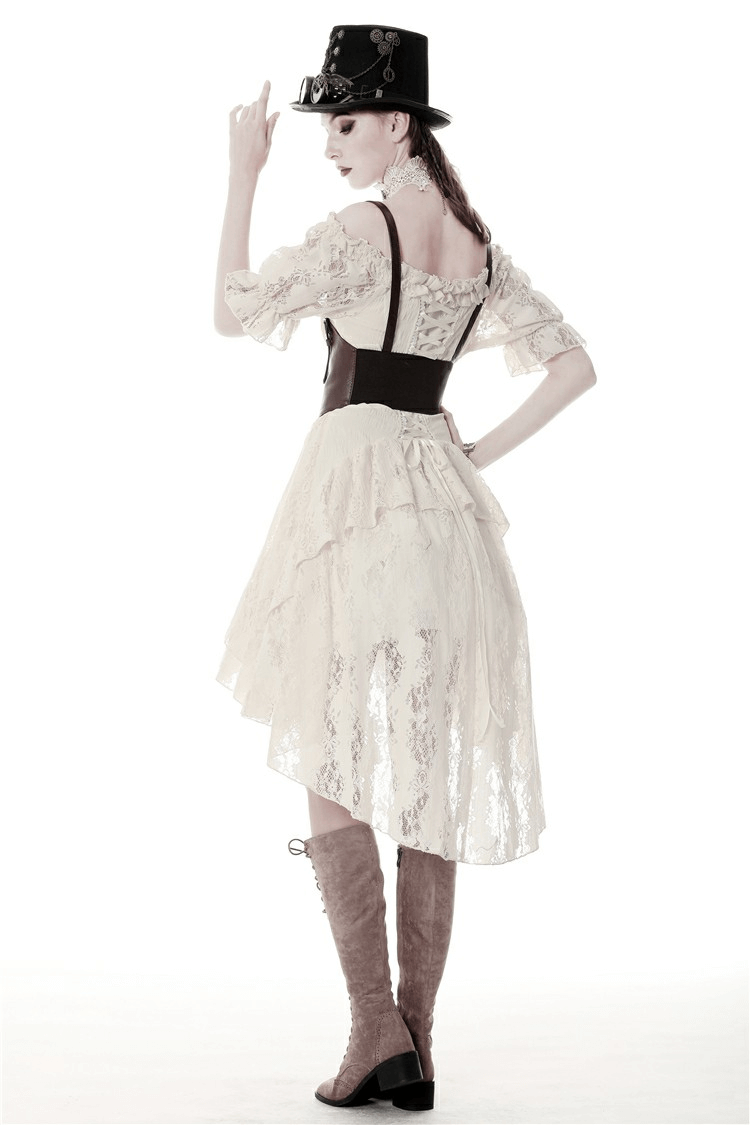 Steampunk Victorian Off-Shoulder Short Sleeves Lace Dress - image 15