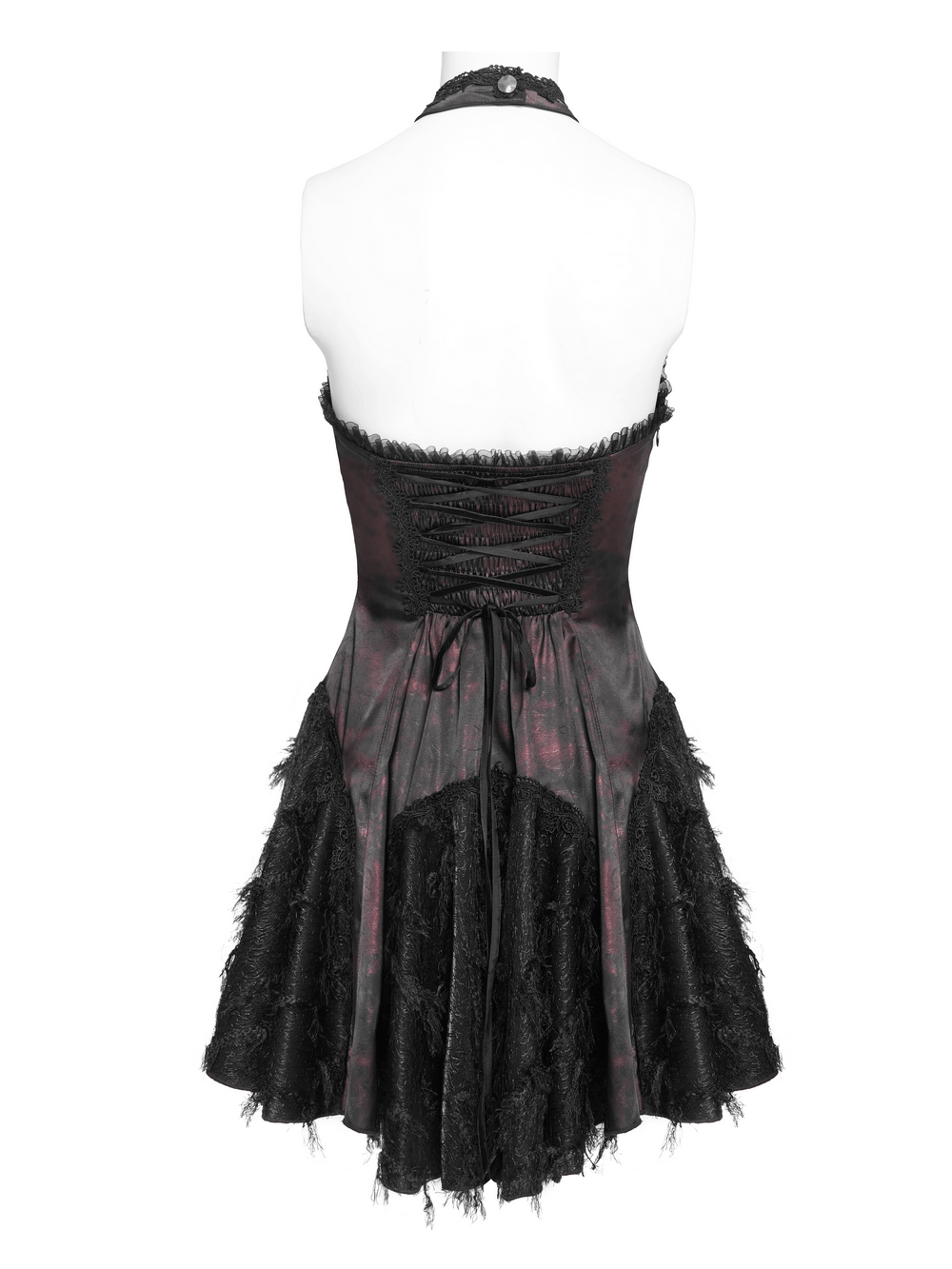 Striking Women's Halter Mini Dress with Corset Lacing Detail - image 6