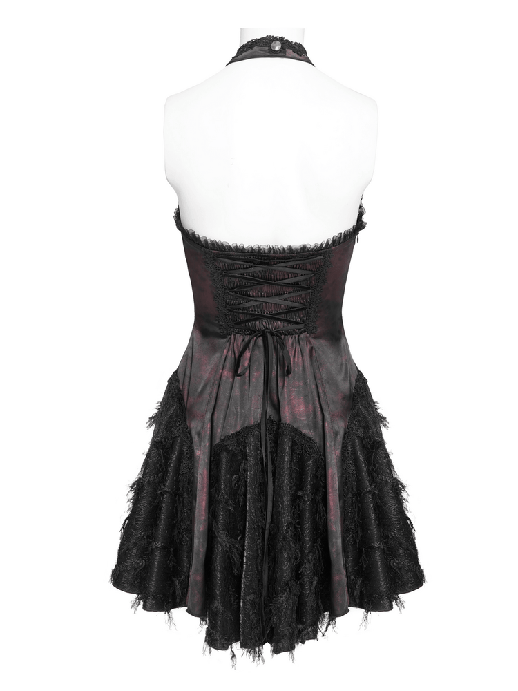 Striking Women's Halter Mini Dress with Corset Lacing Detail - image 6