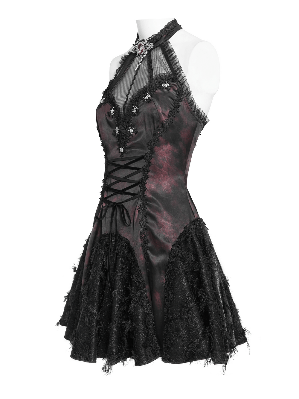 Striking Women's Halter Mini Dress with Corset Lacing Detail - image 5