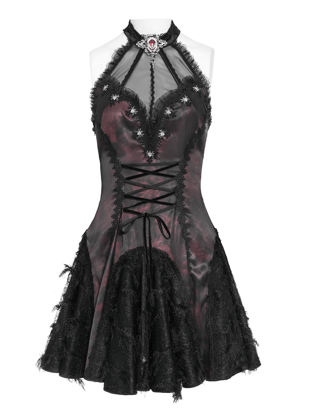 Striking Women's Halter Mini Dress with Corset Lacing Detail - image 4