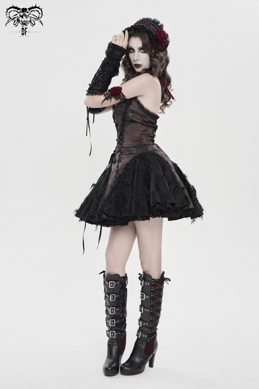 Striking Women's Halter Mini Dress with Corset Lacing Detail - image 18