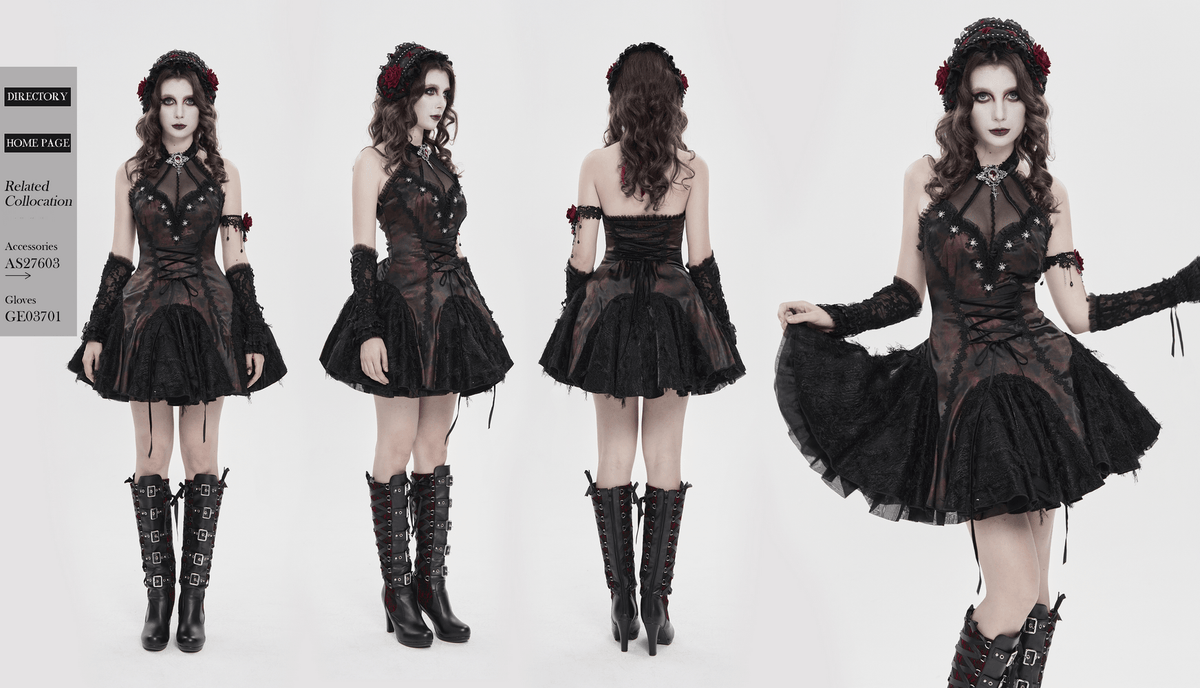Striking Women's Halter Mini Dress with Corset Lacing Detail - image 20