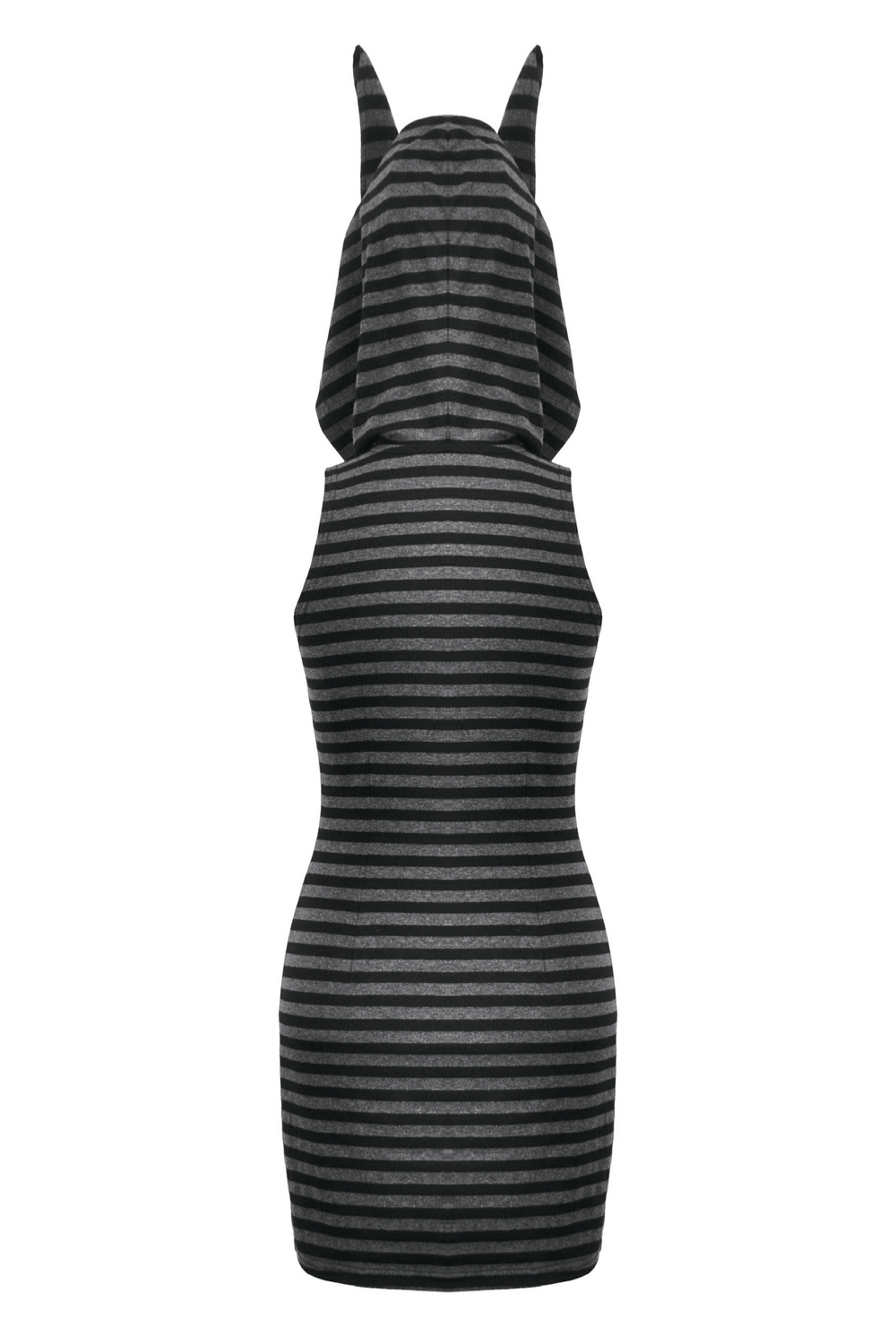 Striped Gothic Hooded Dress with Skull and Heart Detail - image 5