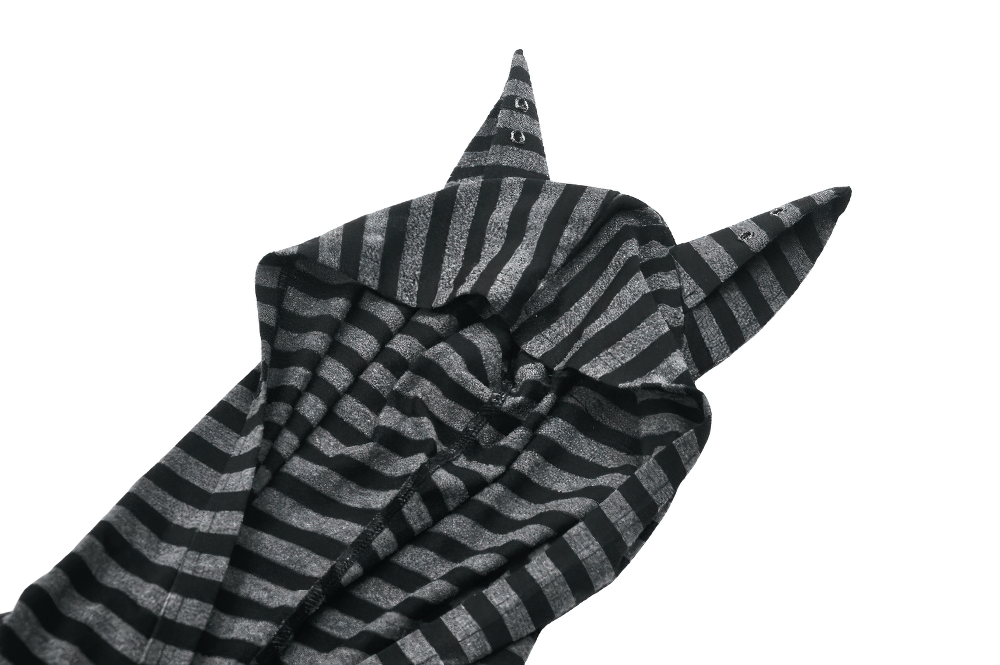 Striped Gothic Hooded Dress with Skull and Heart Detail - image 6