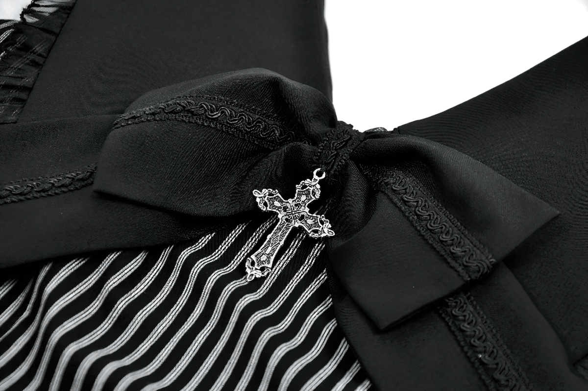 Striped Ruffle Dress with Bow and Lace-Up Back for Women - image 6