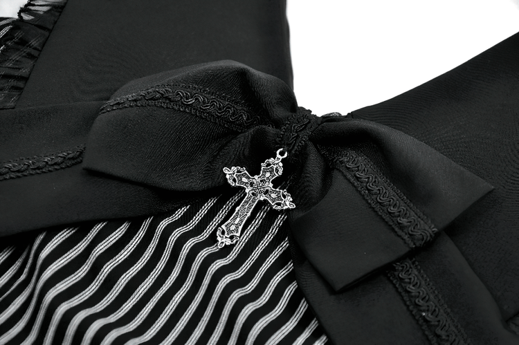 Striped Ruffle Dress with Bow and Lace-Up Back for Women - image 6