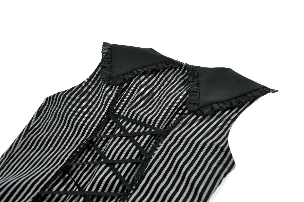 Striped Ruffle Dress with Bow and Lace-Up Back for Women - image 8