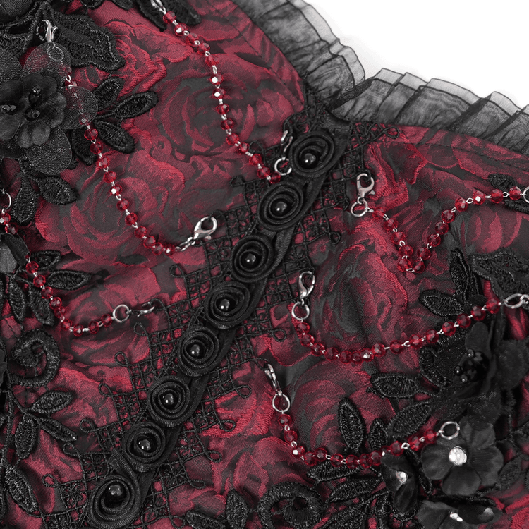 Stunning Gothic Floral Corset Dress with Lace Detailing - image 7