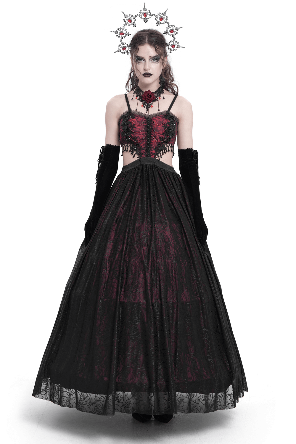 Stunning Gothic Floral Corset Dress with Lace Detailing - image 1